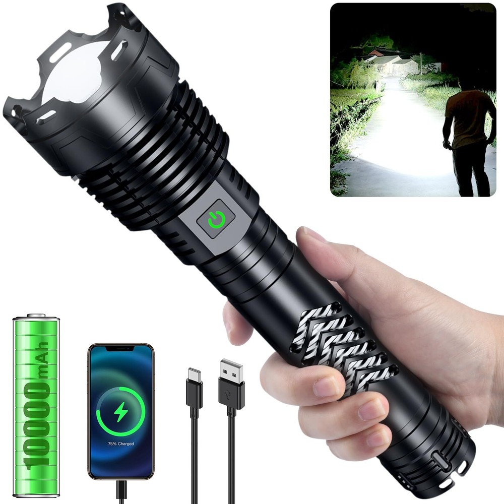 Rechargeable LED Flashlights 3600000 High Lumens, Super Bright Flashlight wit...
