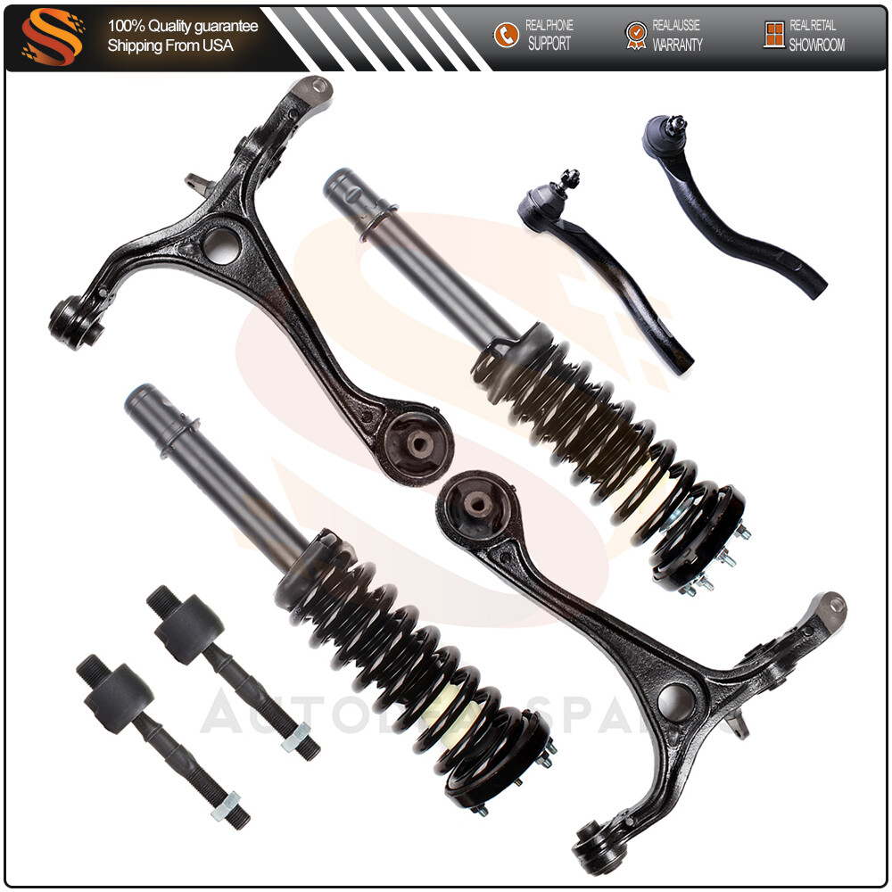 03-07 Honda Accord Acura 2.4L Front Suspension Kit with Struts Control Arms Tie Rods End Links