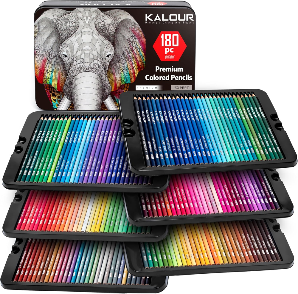 180 Colored Pencil Set for Adults Artists - Rich Pigment Soft Core -12 Metallic