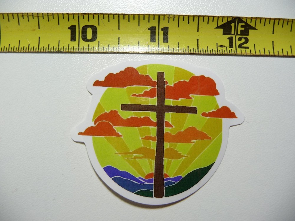 Rising Sun Cross Clouds Decal Sticker for Christian Faith Church Decor