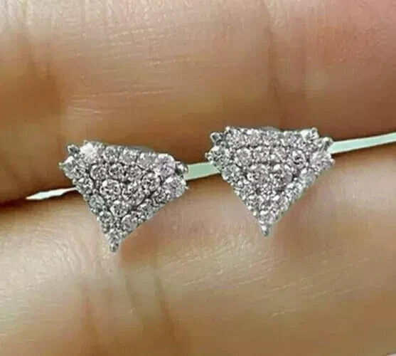 2 Carat Round Cut VVS1 Diamond Stud Earrings in 14K White Gold