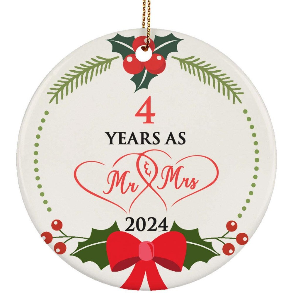 4th Anniversary Ornament 4 Years As Mr   Mrs Christmas Ornament Keepsake Gift