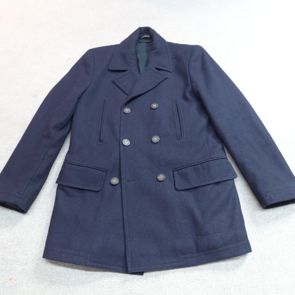 Lauren Ralph Lauren Blue Wool Blend Double Breasted Pea Coat Size 38