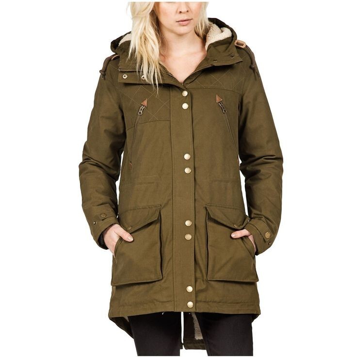 Volcom Walk On By Parka Jacket women (Lentil Green) Size S