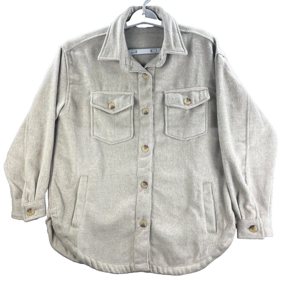 Women's Medium Beige Suede Long Sleeve Jacket Toasted Heather-image