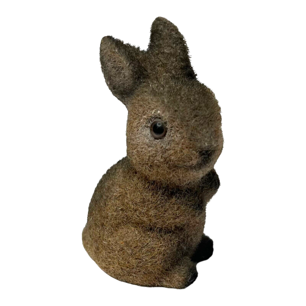 Bunny Rabbit Flocked 3.5 Inch Vintage Ceramic Figurine