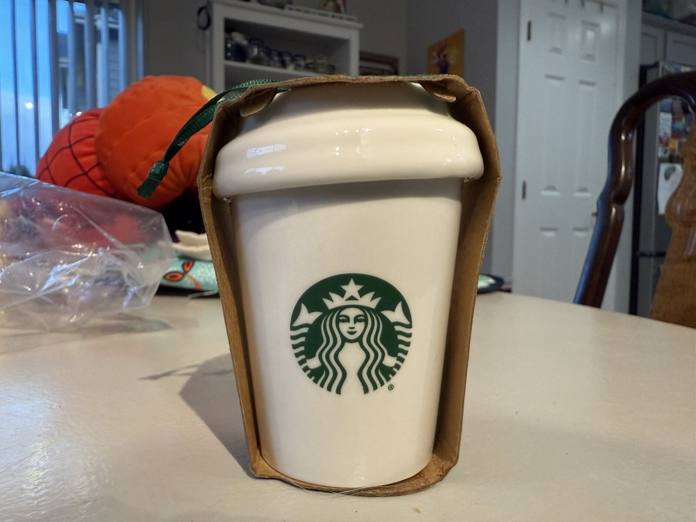 Starbucks 2016 Christmas Ceramic Nesting To Go Cup Ornaments Set of 3