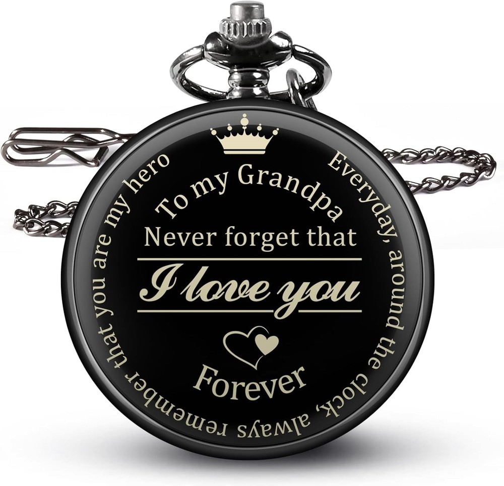 Fathers Day Dad Gifts from Daughter Son, Birthday pocket watch to grandpa-image