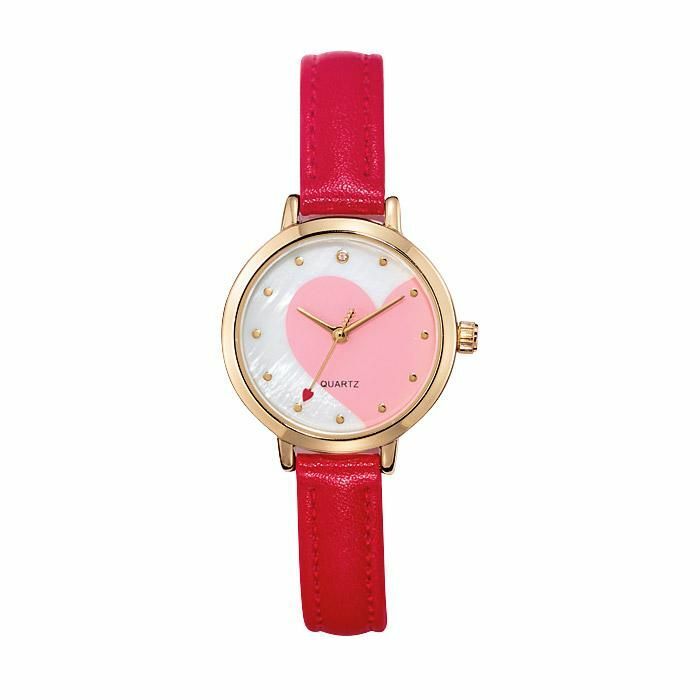 Love You Strap Watch Casual Red Band Steinless Steel Back
