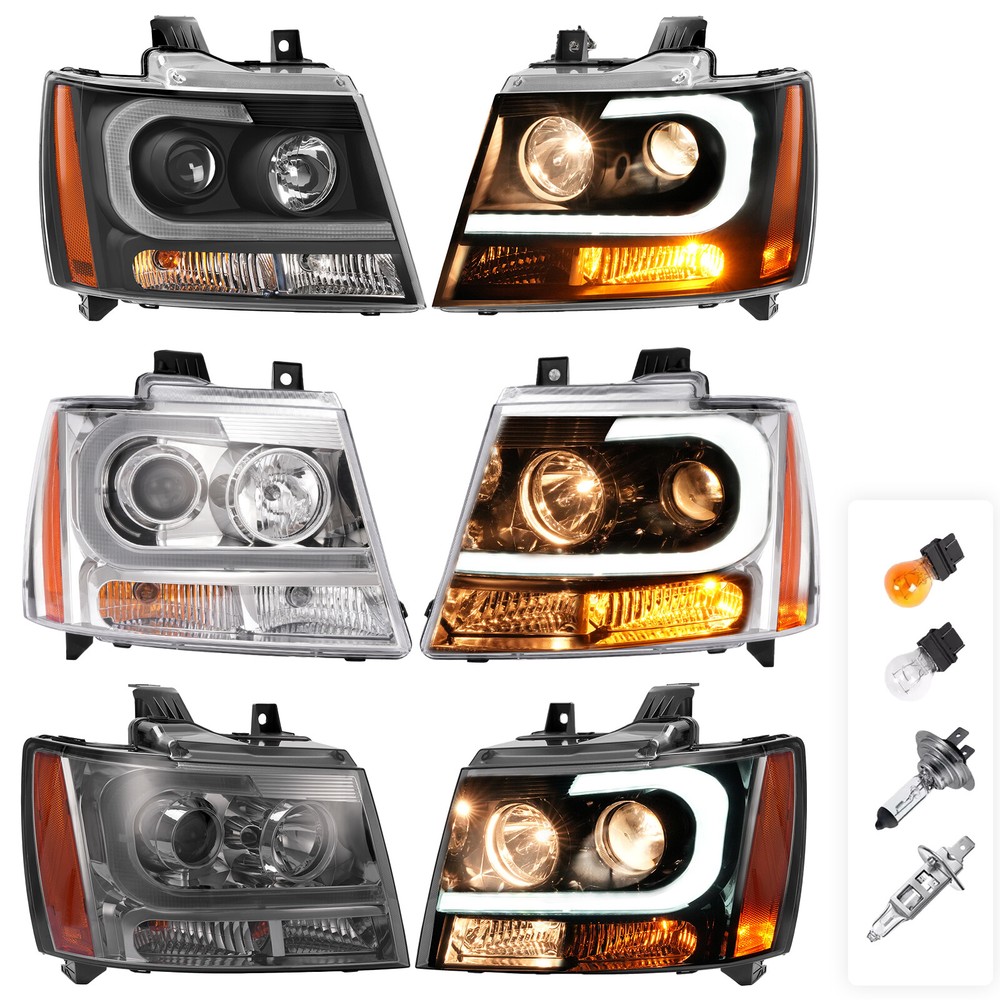 Clear/Smoke Projector Headlight For Chevrolet Suburban Tahoe Avalanche 2007-2012