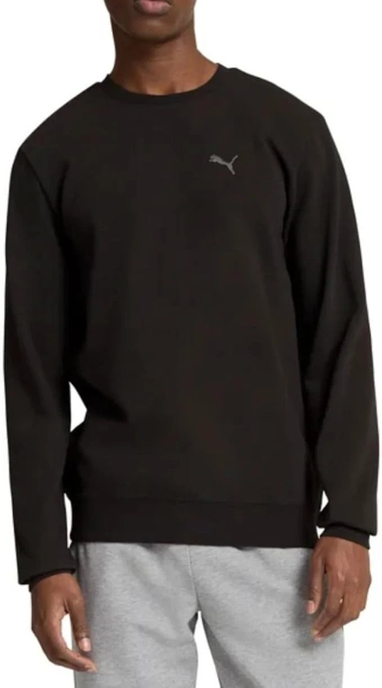 Puma Men's Long Sleeve Textured Crew Pullover Sweatshirt Black  M