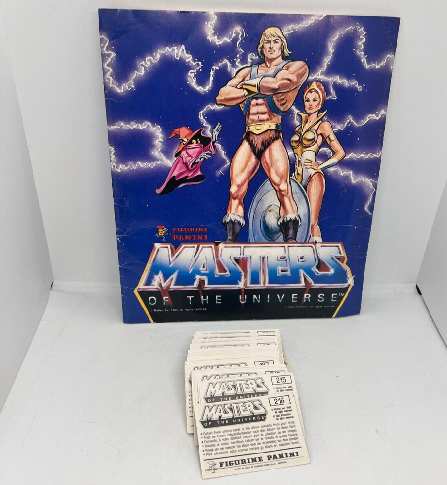 💥RARE 1983 Panini Masters of Universe MOTU HeMan COMPLETE 216 sticker set album