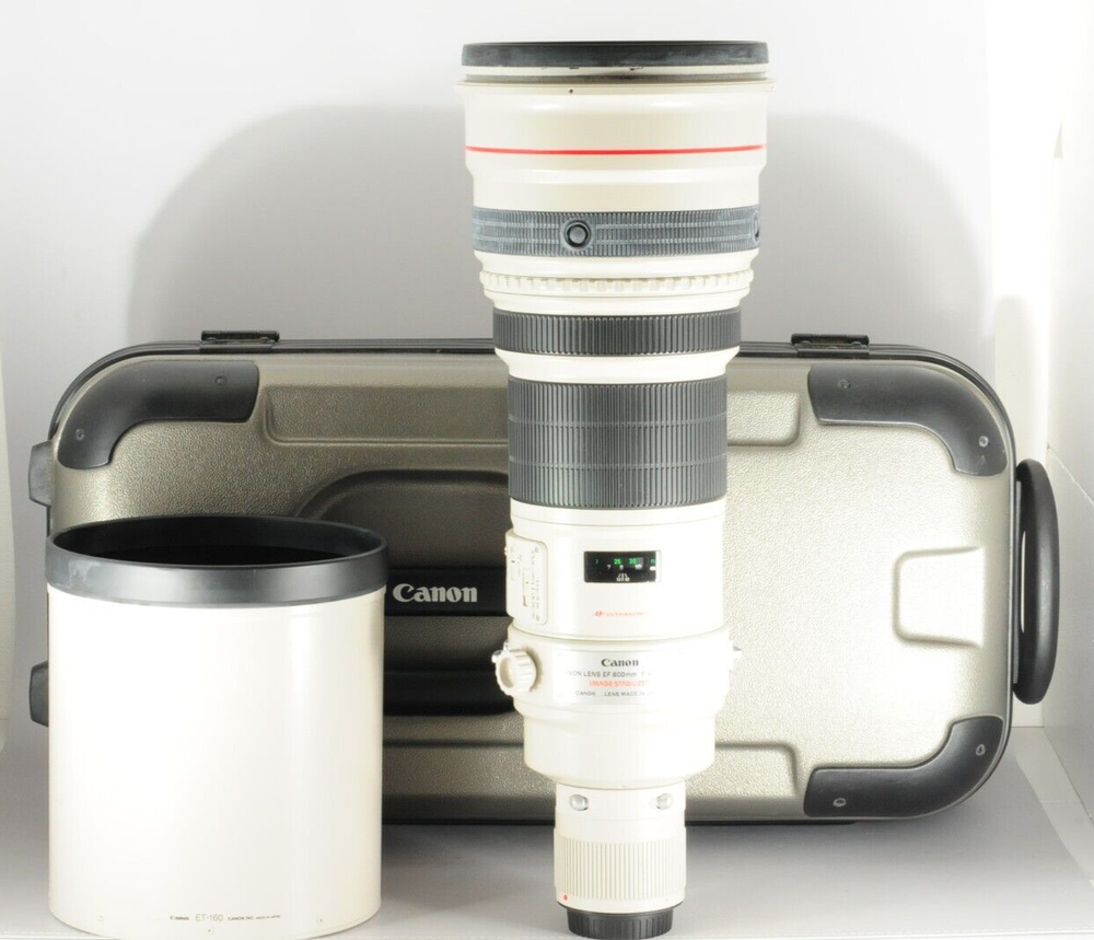 N Mint in Trunk Canon EF 600mm F/4 L IS USM AF Lens w/ Hood from Japan #3102