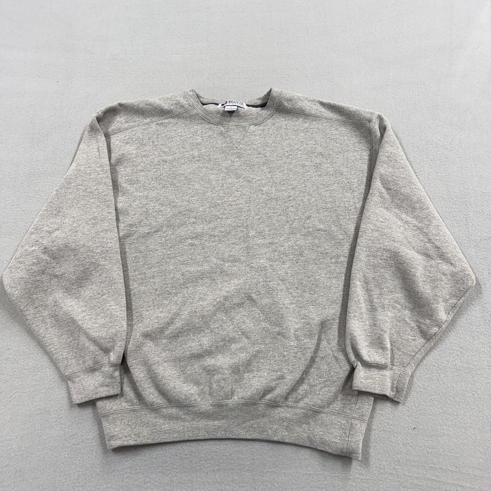Russell Athletic Sweatshirt Mens Large Gray Crewneck Pro Cotton Fleece Pullover