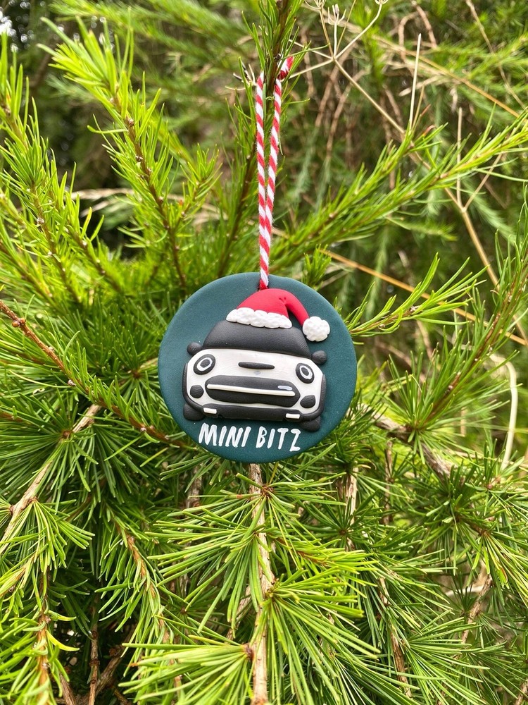 MINI Cooper Christmas Decorations Ornaments F56 Air Dry Clay Hangers Handmade 1x