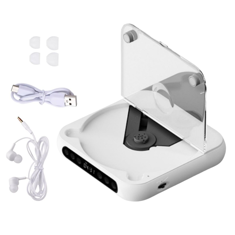 Portable CD Player W/Wired Earphone Bluetooth 5.3 5V2A CD/CD-R/CD-RW/MP3/WAV