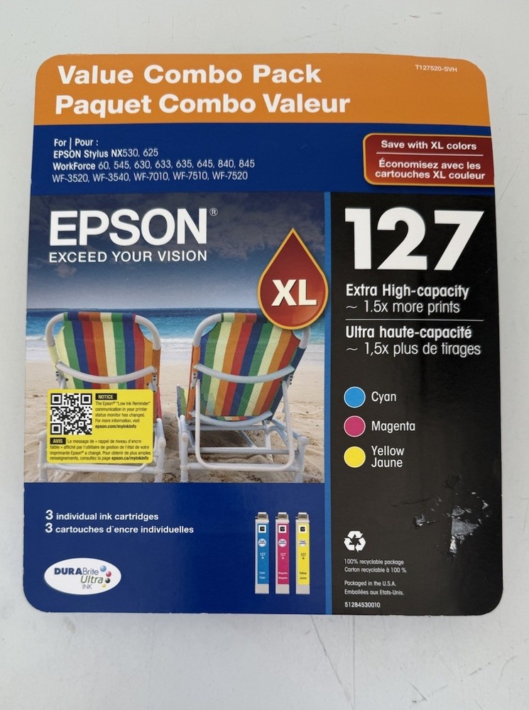 Epson 127 XL Ink Cartridge Combo Pack Cyan Magenta Yellow 2026