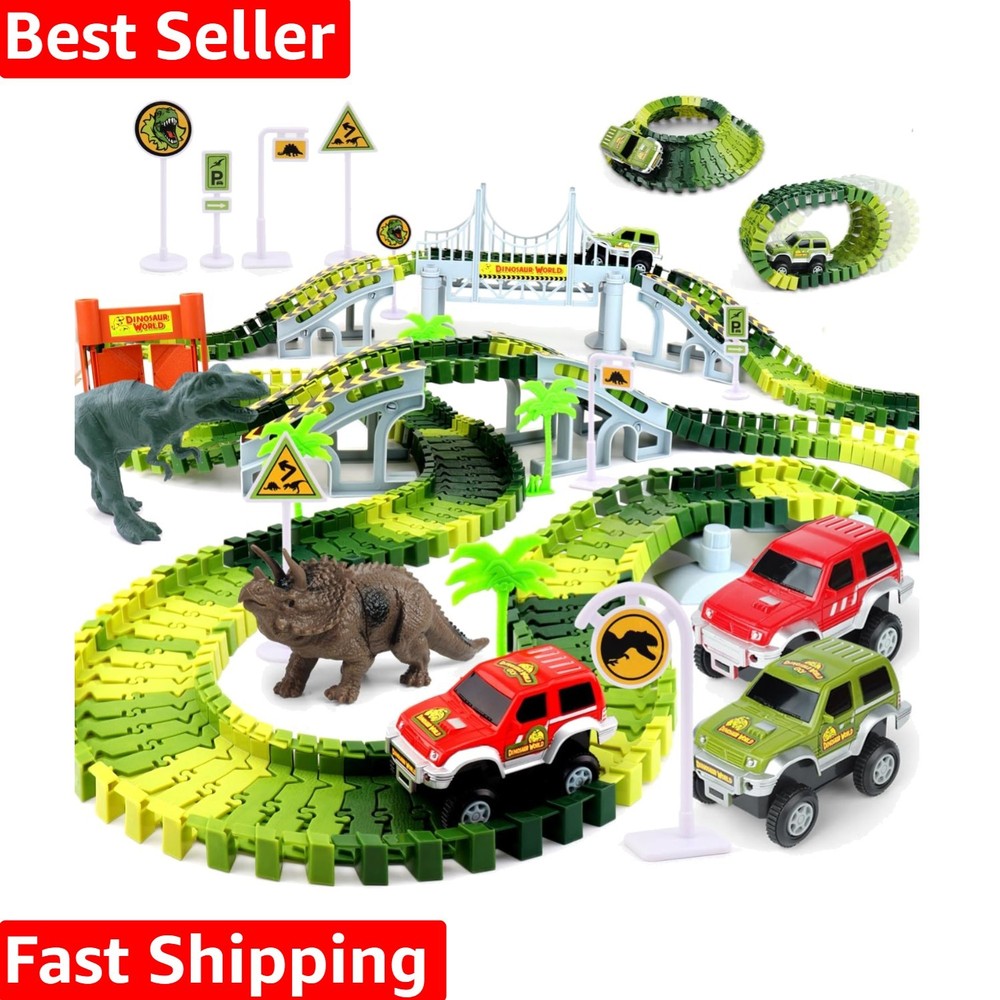 Create Your Dino Adventure - Flexible Race Track & Dinosaur Toys for Ages 3-5