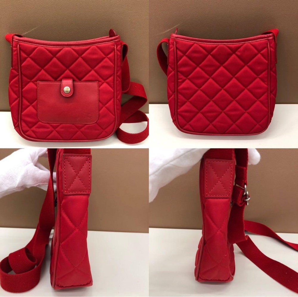 Burberry Shoulder Bag Nova Check Canvas Red Authentic F11181312