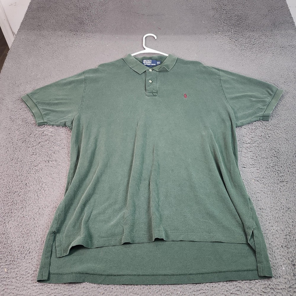 Polo Ralph Lauren Polo Shirt Mens 2XL Green Pique Knit Pink Pony Logo Casual