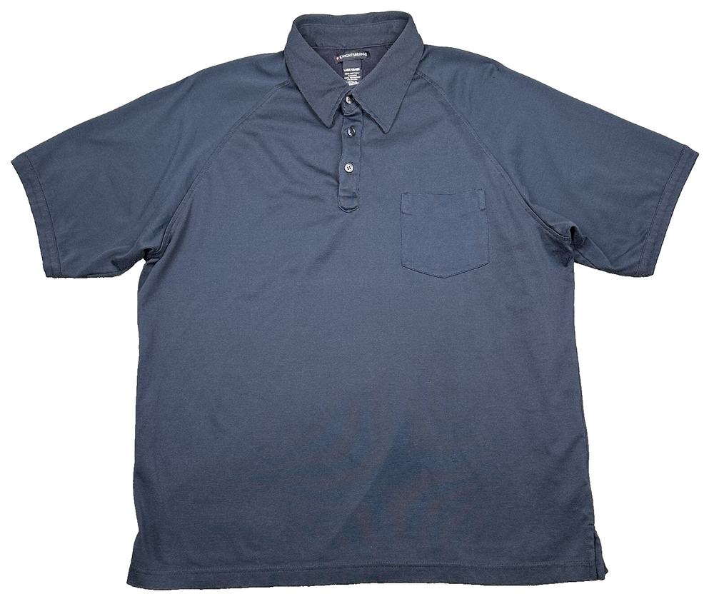 Vintage Knightsbridge Polo Shirt Mens Large Navy Short Sleeve Pocket Golf READ