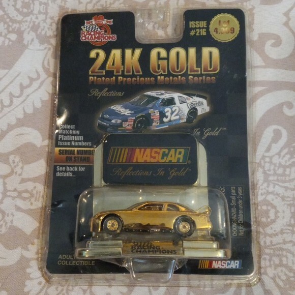 NASCAR 24K Gold-Plated #32 Racing Champions Die-Cast Car in Box with Minor Wear