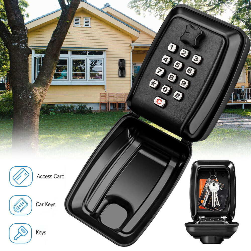 Key Lock Box for outside Wall Mount, Waterproof Spare Key Storage Box, 12-Digits