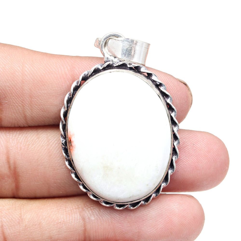 Scolecite Gemstone Pendant Handmade Silver Jewelry Gift For Her 2 Inch