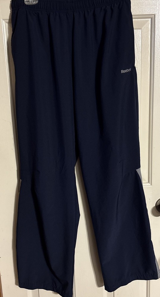 Men's Active Wear Pants Jogging Pants Small Reebok Navy Side Zip Lined Elastic