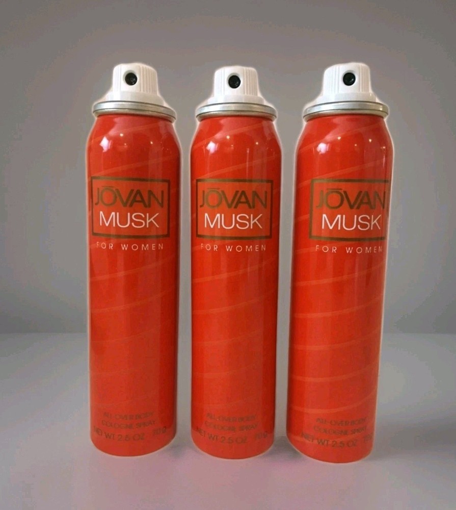 3x Jovan Musk for Women 2.5oz Body Spray – NEW! Missing Caps – FREE SHIP!