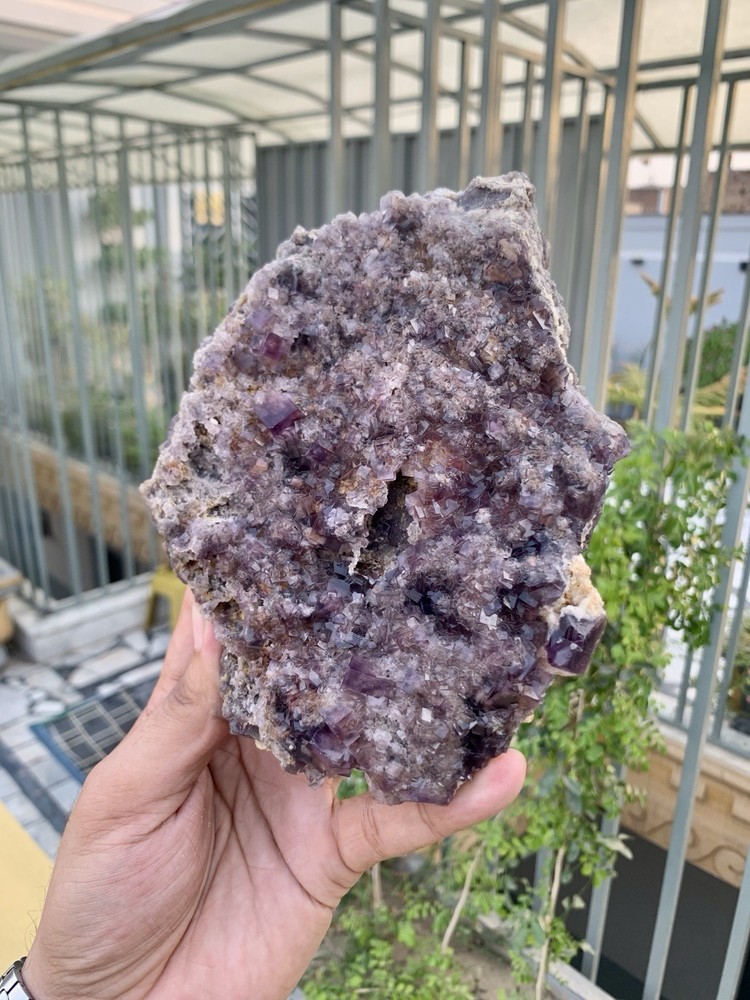 Double Sided Natural Purple Fluorite Cluster Phantom Cubic Specimen  -image