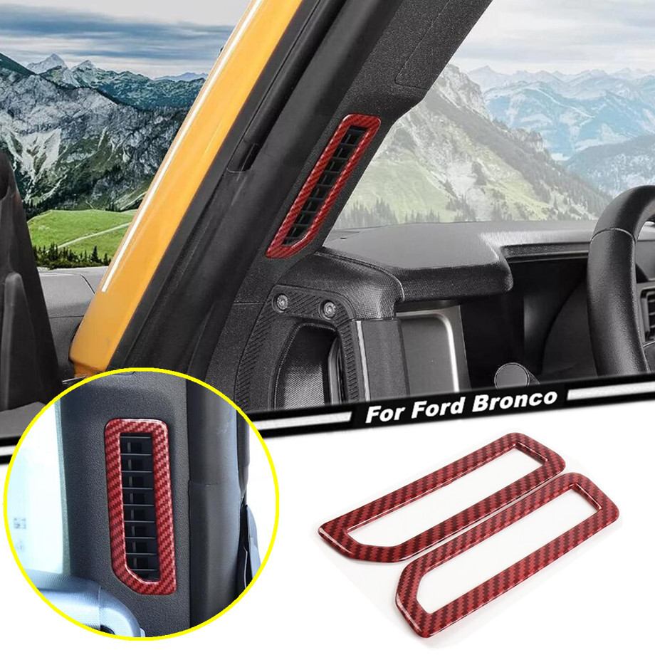 2021-2024 Ford Bronco Red Carbon A Pillar Vent Trim Cover  