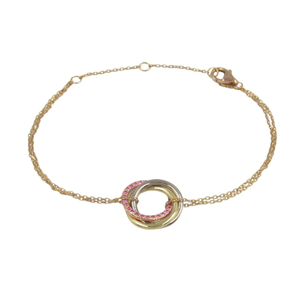 Cartier Trinity Pink Sapphire Bracelet in 18K Yellow White Rose Gold