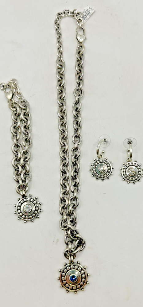 3 piece Brighton Pebble Dot Medali Reversible Collar Necklace Bracelet Earrings