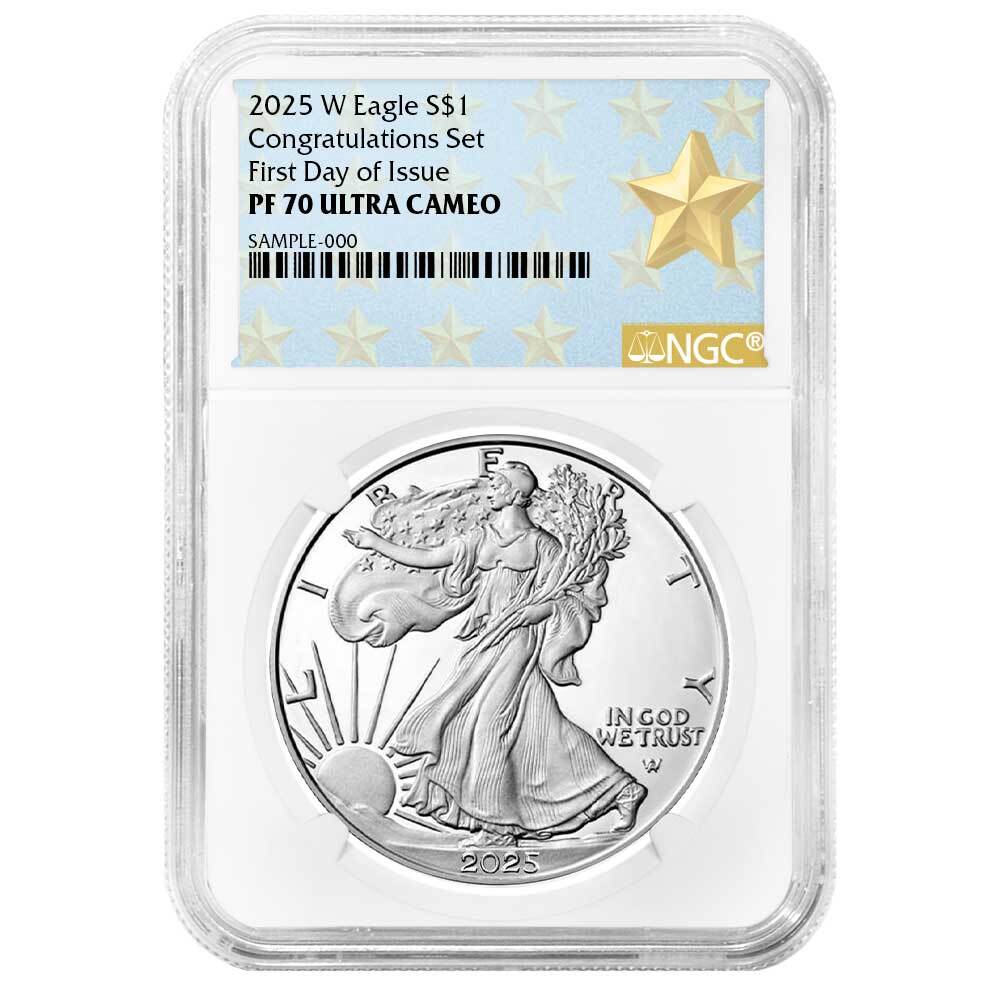 2025-W Proof $1 American Silver Eagle NGC PF70UC FDI West Congrats Set