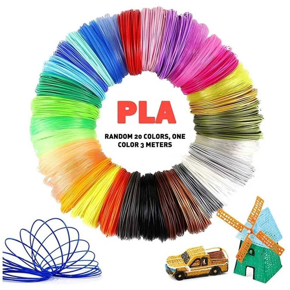 20 Colors 3D Pen PLA Filament Refills 3 meters Each Color 3D Printing Materia~Ç
