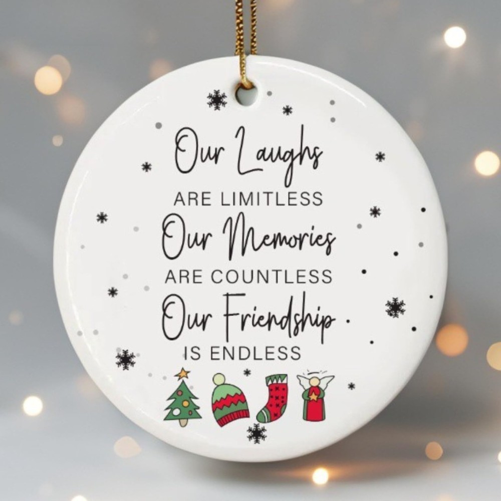 Friend Christmas Ornament Ceramic – Double Sided Best Friend Ornament for Wom...