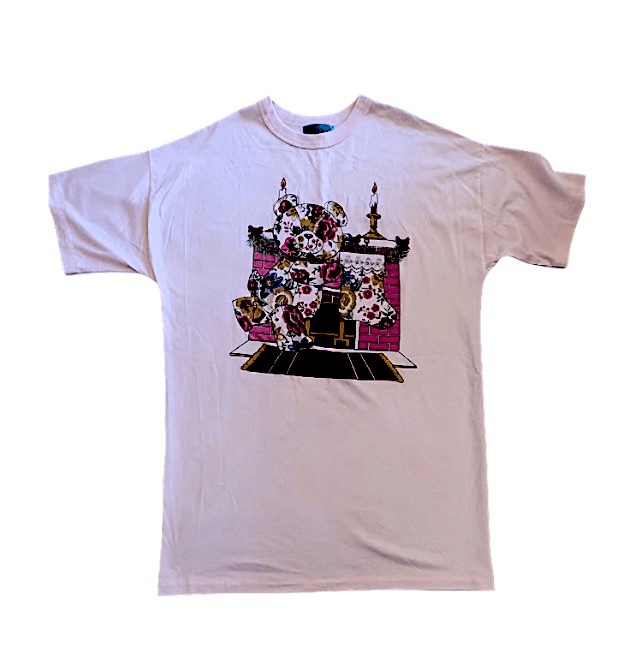Cozy Christmas Bear Pajama Tee for Women in Pink One Size