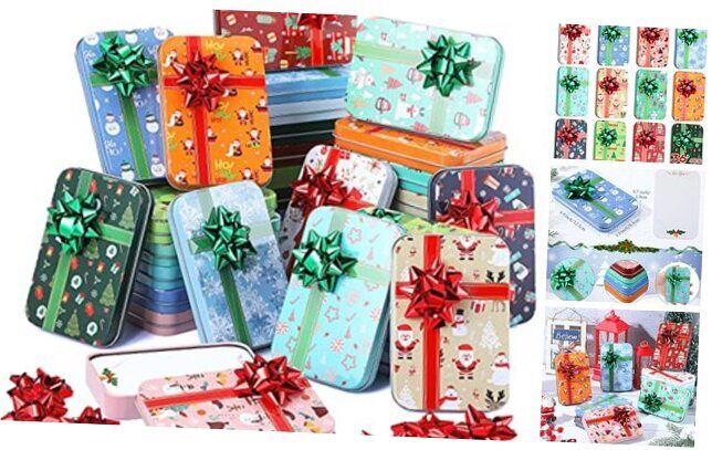 Christmas Gift Card Tins Metal Holders Small Gift Card Box Gift Wrap Boxes 36-image