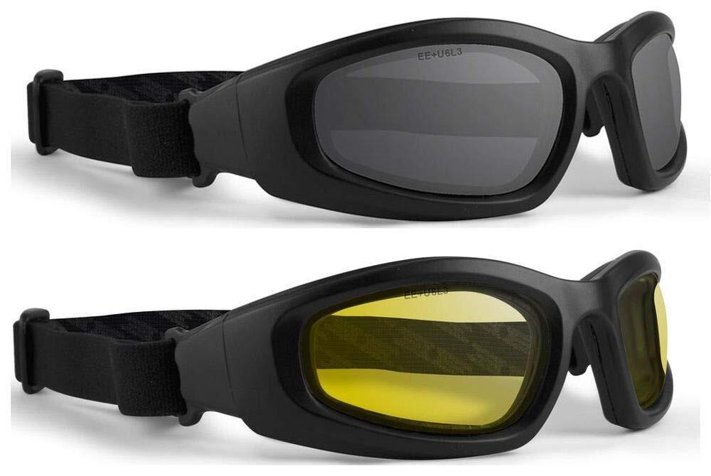 2 Pairs Epoch Motorcycle Goggles with Black Frames and Yellow Lenses