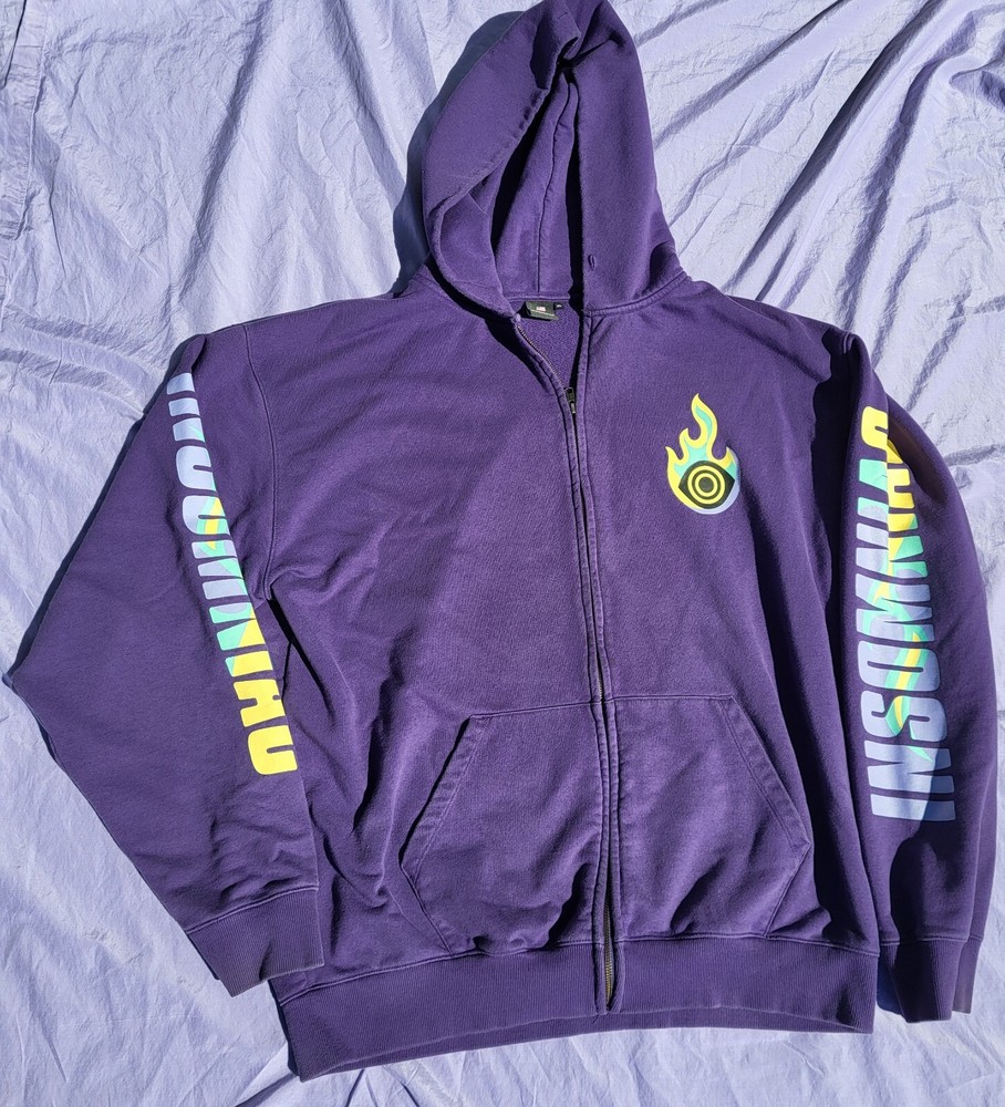 Insomniac Hoodie Men's XL Purple Fireball Streetwear Skater Festival Colorful