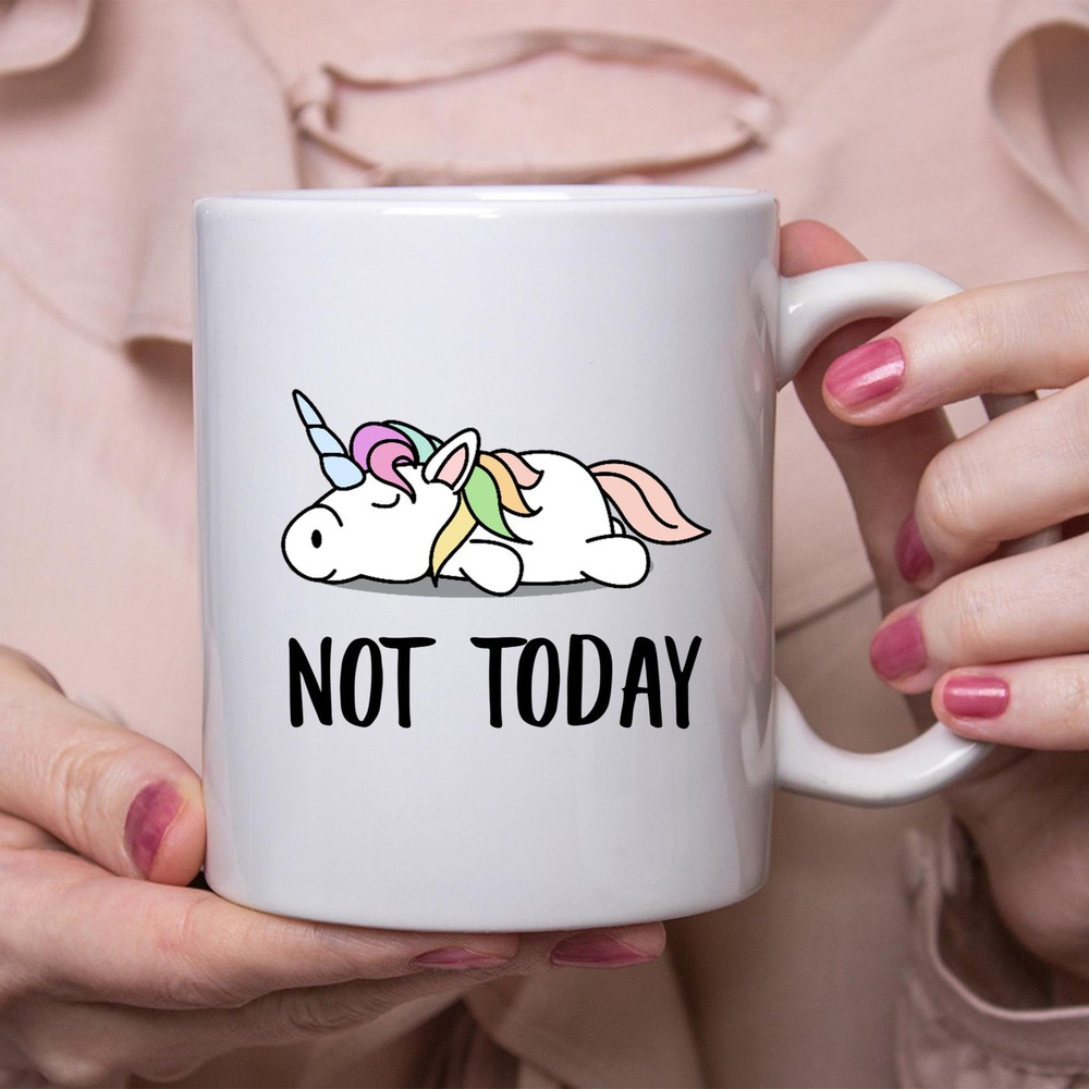 Funny Unicorn Sleeping Not Today Coffee Mug Lazy Gift for Women