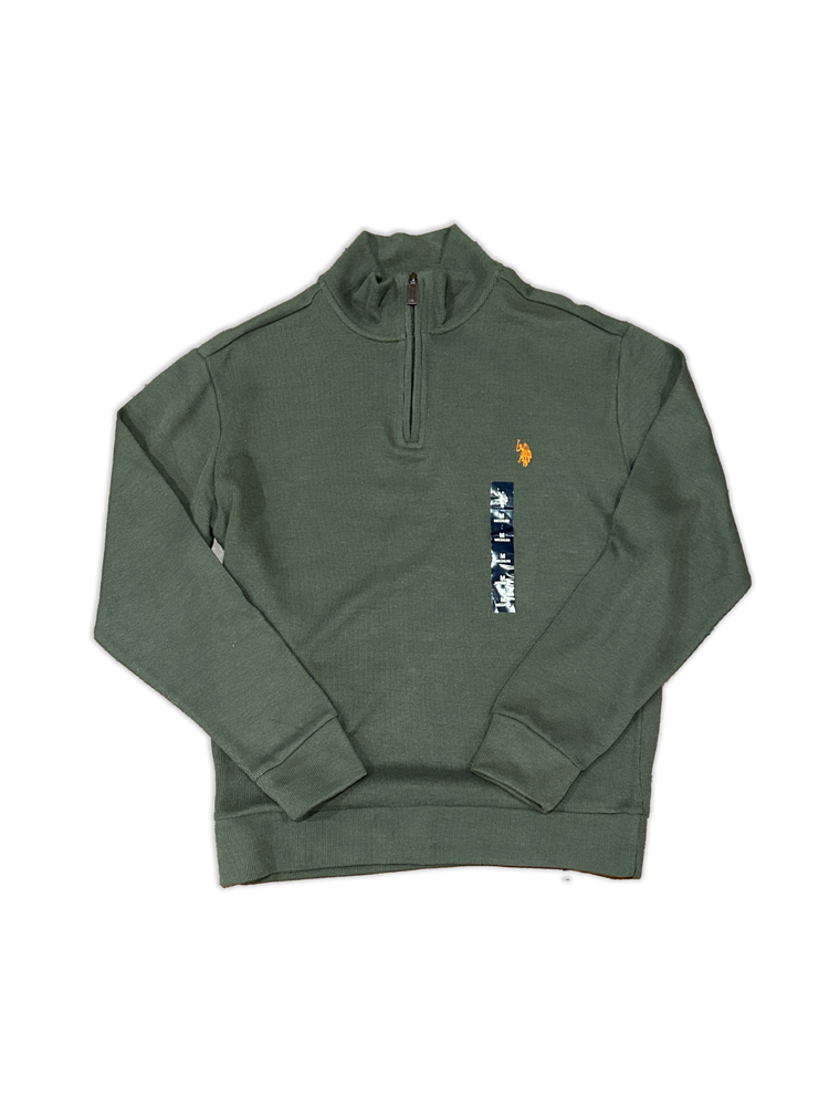 U.S. Polo Assn Men's Quarter Zip Pullover Sweater Olive Green Size M Medium New