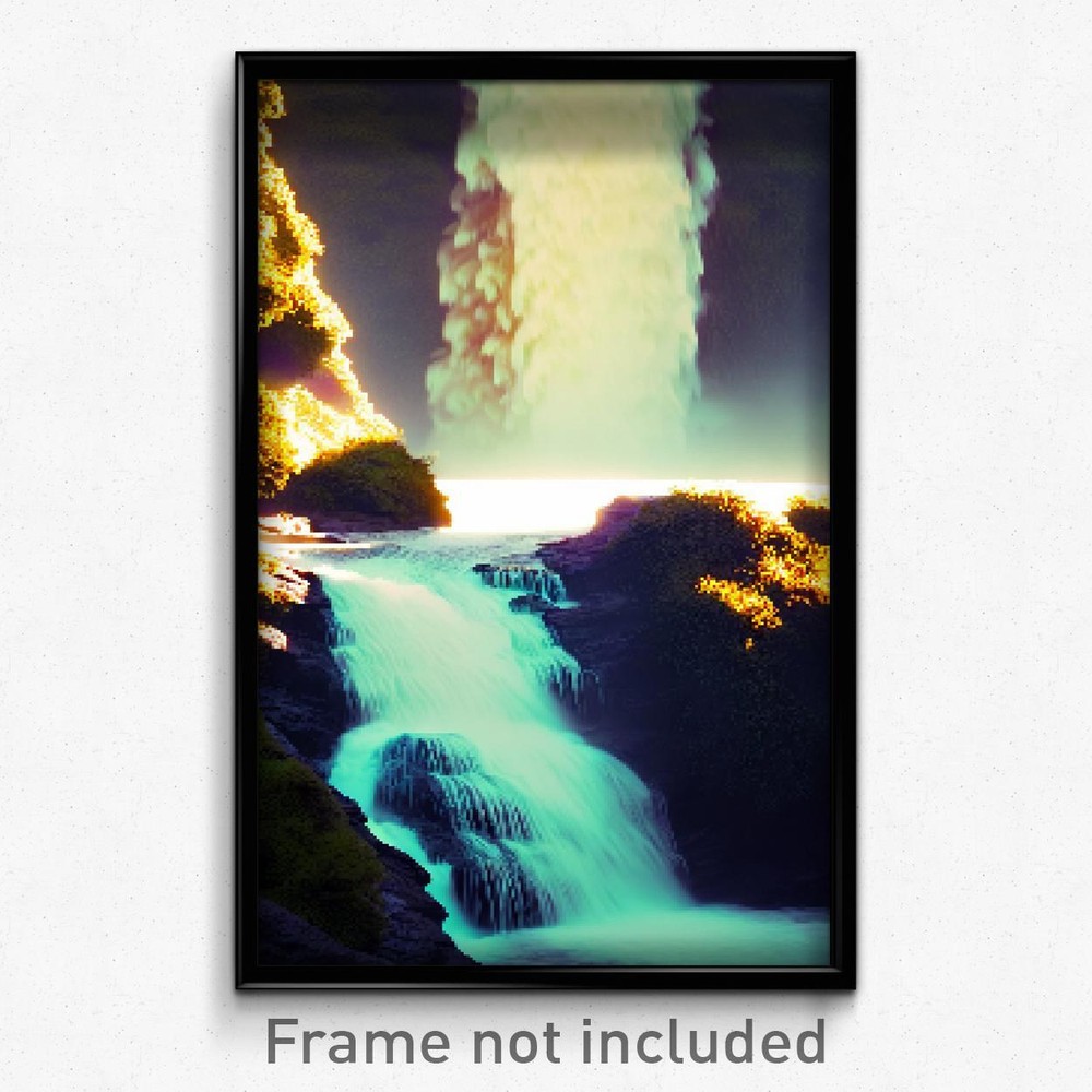 8 Bit Psychedelic Pixel Art Poster - Rich Cascade Trippy Gamer Print
