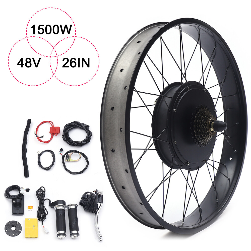 48V 1500W Fat Electric E Bike Conversion Kit Snow Wheel 26