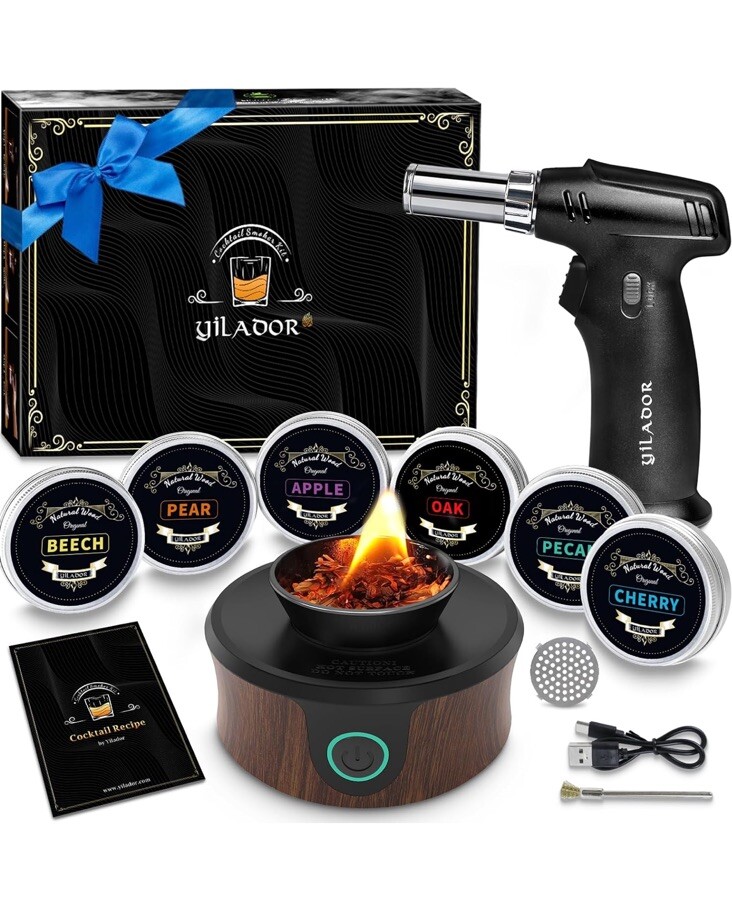 Electric Cocktails Smoker Kit with Torch, Add More Depth of Flavor, 6 Wood Ch...