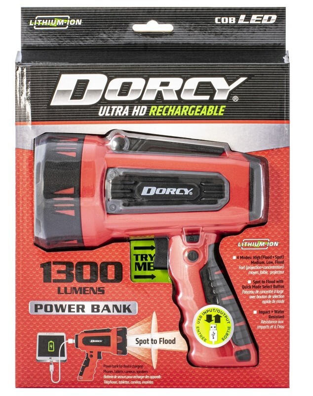 NEW Dorcy 41-4356 Ultra USB Rechargeable 1300-Lumen Spotlight LAMP 6 HOUR