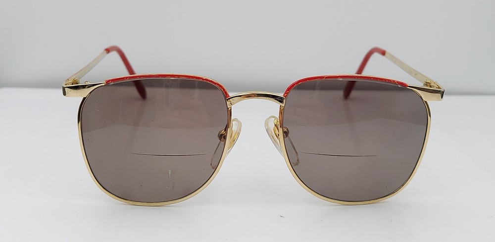 Vintage Boulevard Boutique 4107 Red Gold Oval Metal Sunglasses Frames Only Retro Style Shades