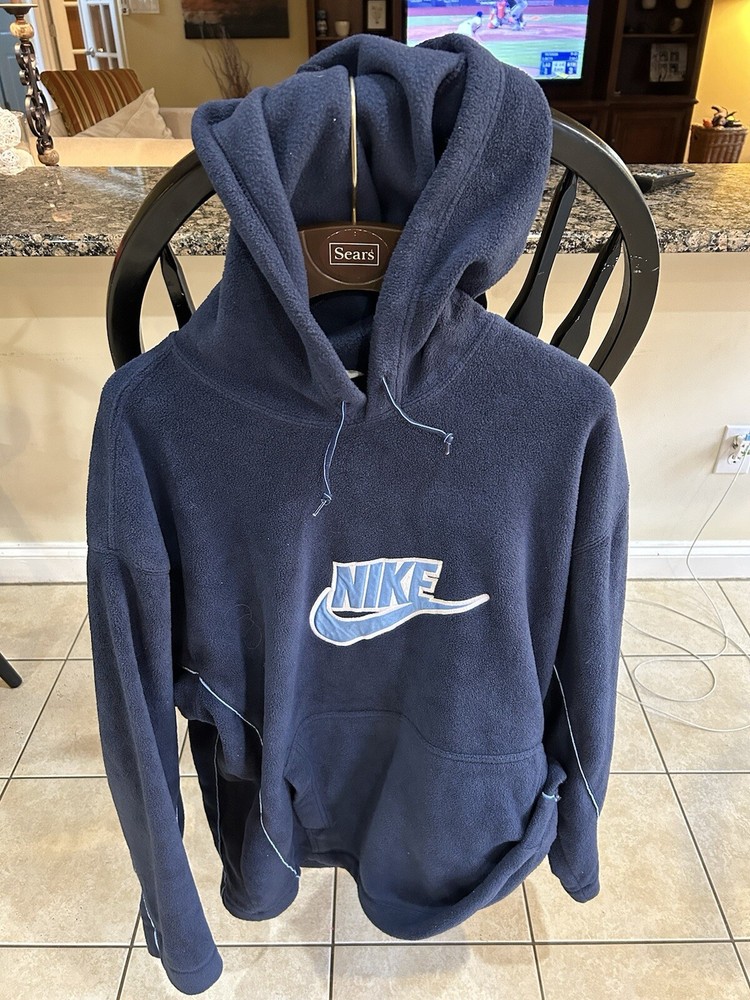 Nike Spell-Out Fleece Pull Over Blue Hoodie Size XL vintage Y2K Heat