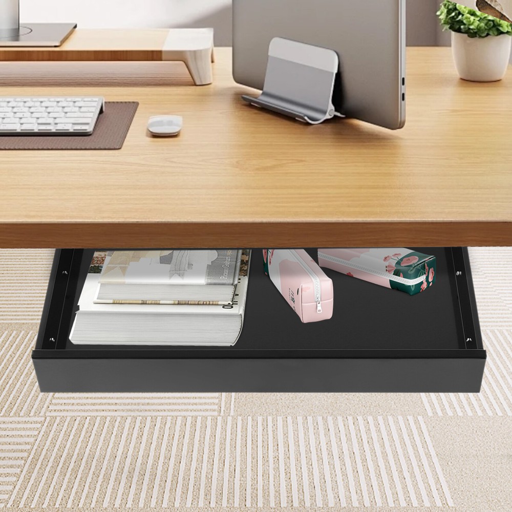 Under Desk Mounted Sliding Pull-out Drawer Storage Organizer For Workstations